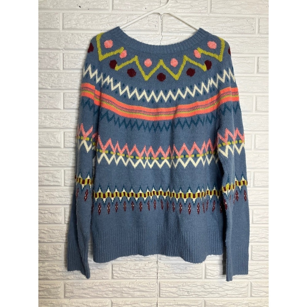 Sundance Sweater Women Large Blue Excellent Fair Isle Wool Alpaca‎ Blend Knit - Picture 5 of 5